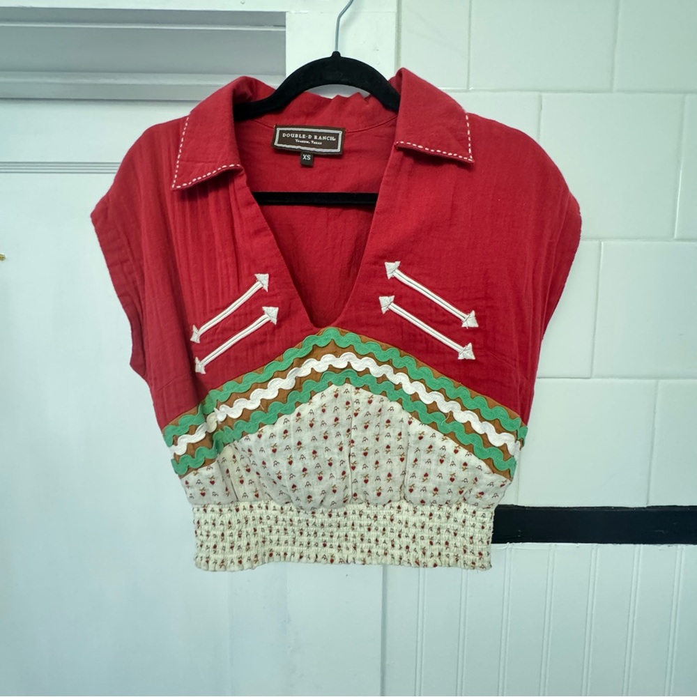 Double D Ranch Party on the Plaza Gauze Crop Top